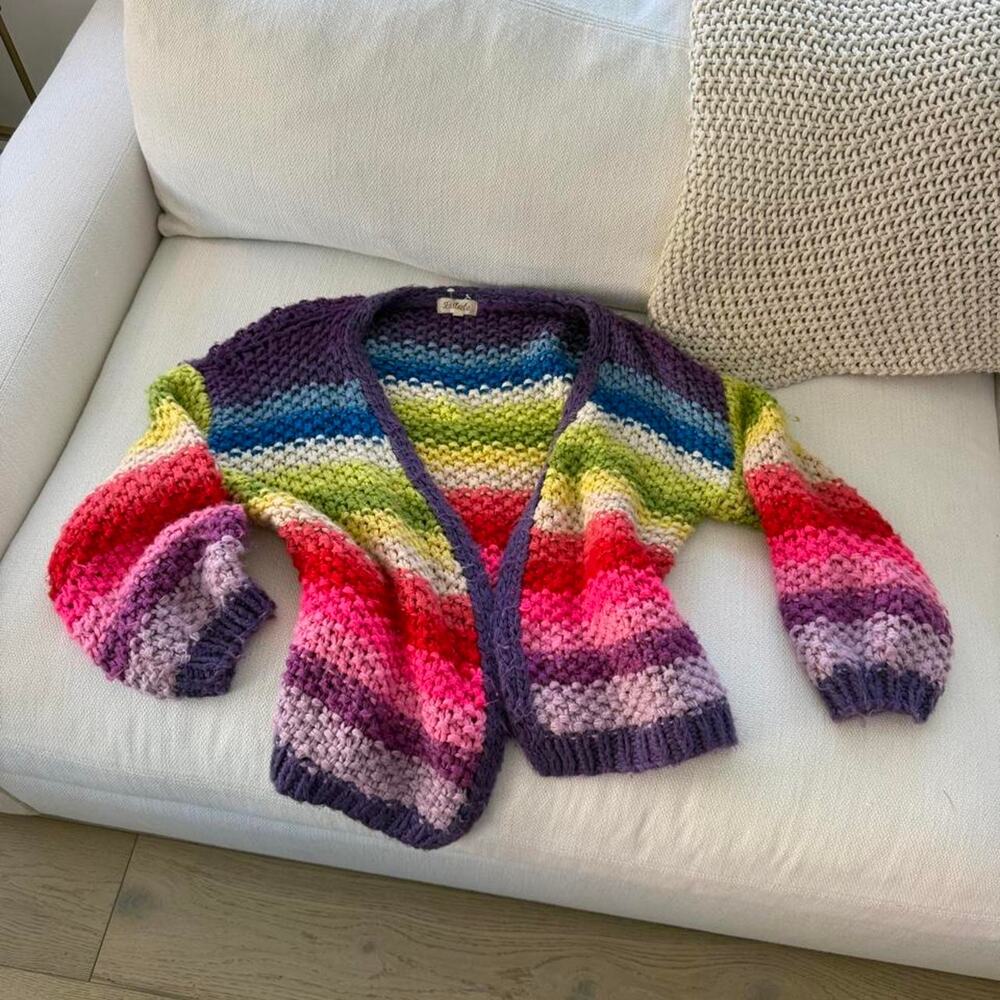 Rainbow crochet cardigan size s
